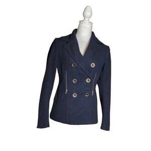 Say What? Navy Double Breasted Peacoat Jacket Womens Small Wool Blend